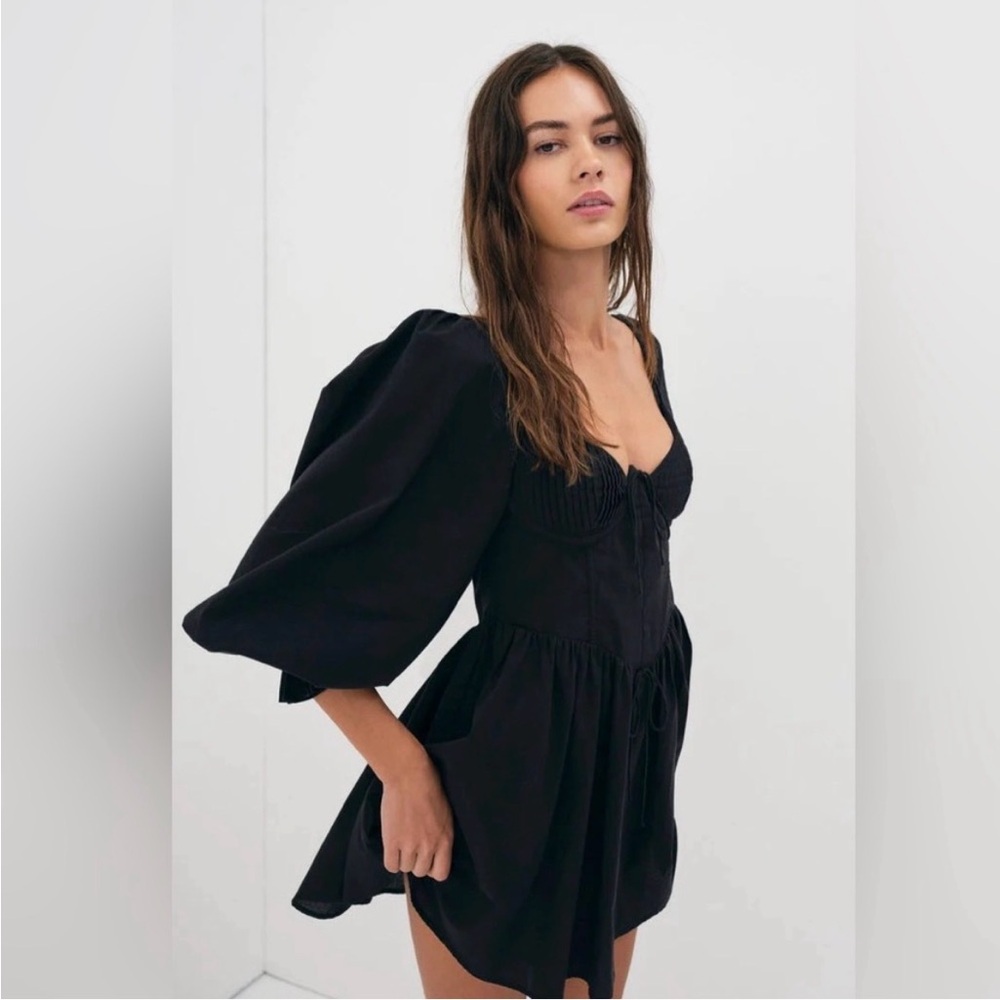 For Love and Lemons Ruth Long Sleeve Organic Cotton Minidress - Size Small-NWT